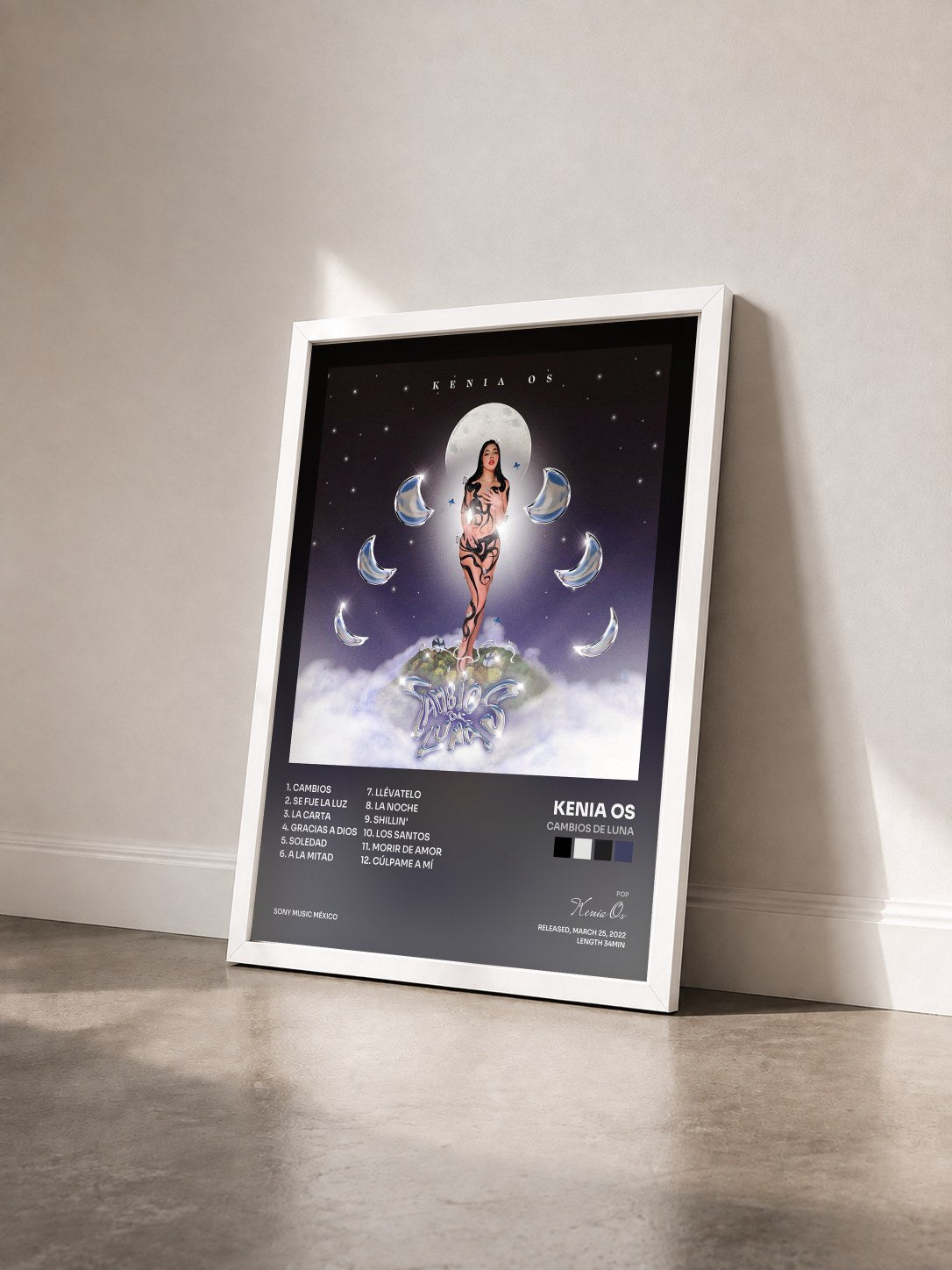 #blanc Tableau de l'album Cambios de Luna de Kenia Os vu de trois quarts, cadre blanc