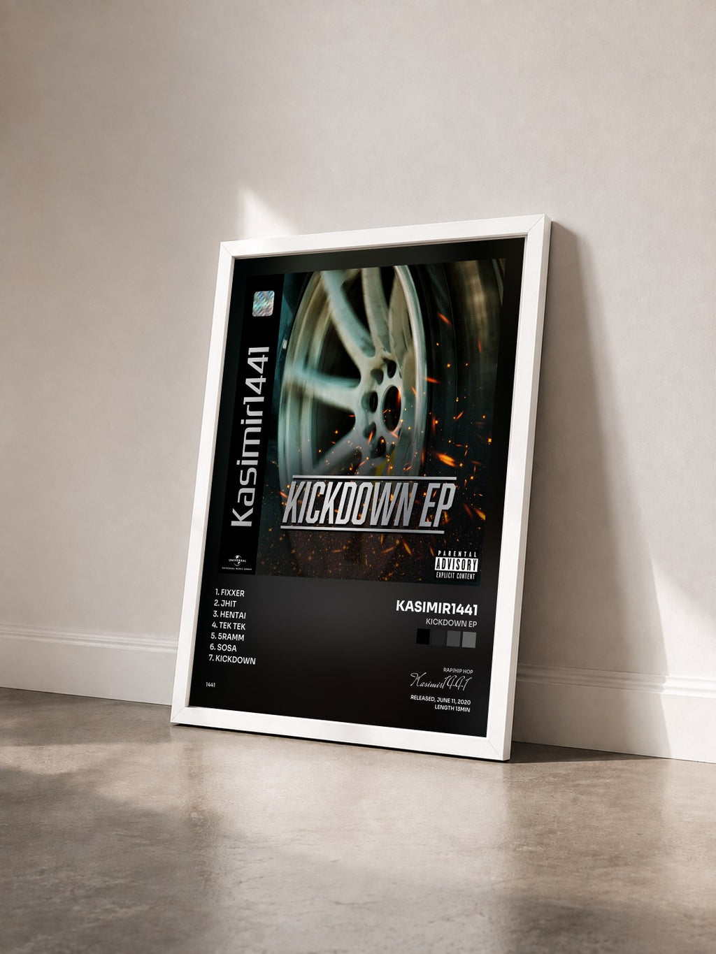#blanc KICKDOWN EP by Kasimir1441 as a framed art print seen at an angle, white frame