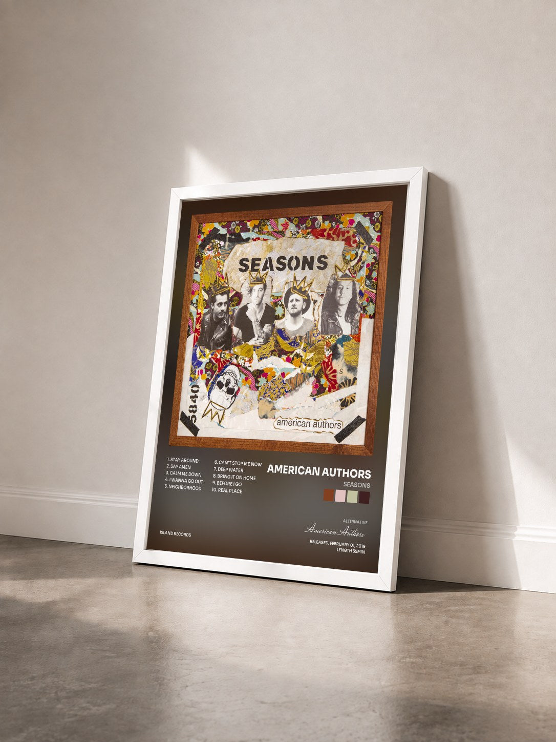 #blanc Tableau de l'album Seasons de American Authors vu de trois quarts, cadre blanc