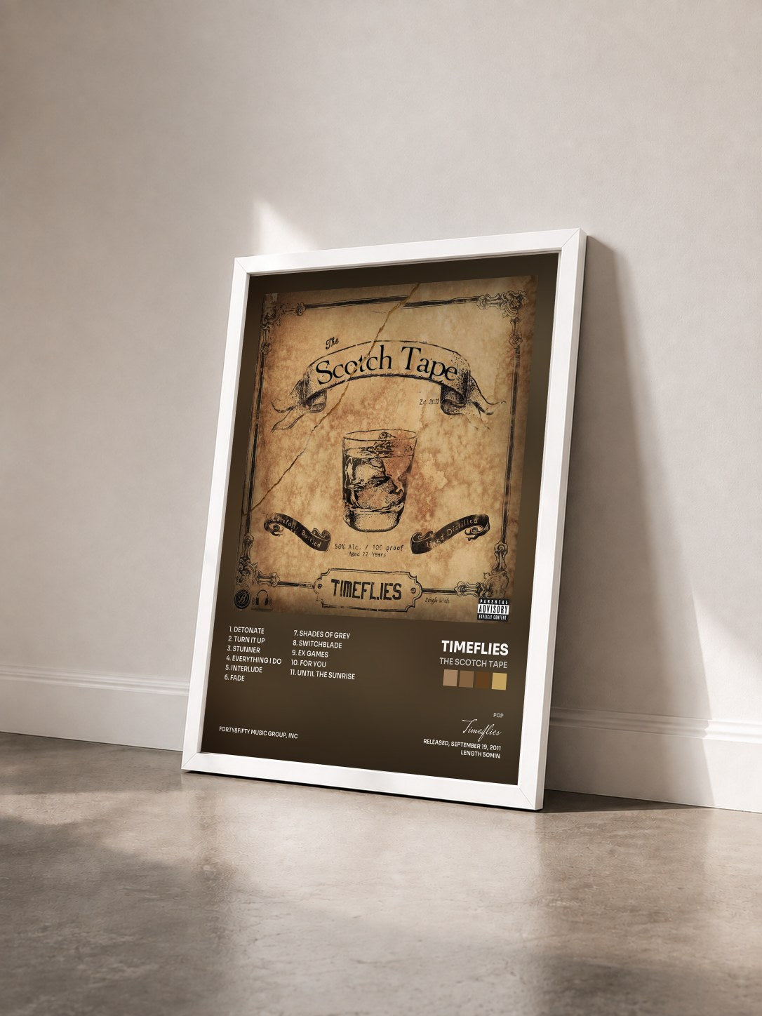 #blanc Tableau de l'album The Scotch Tape de Timeflies vu de trois quarts, cadre blanc