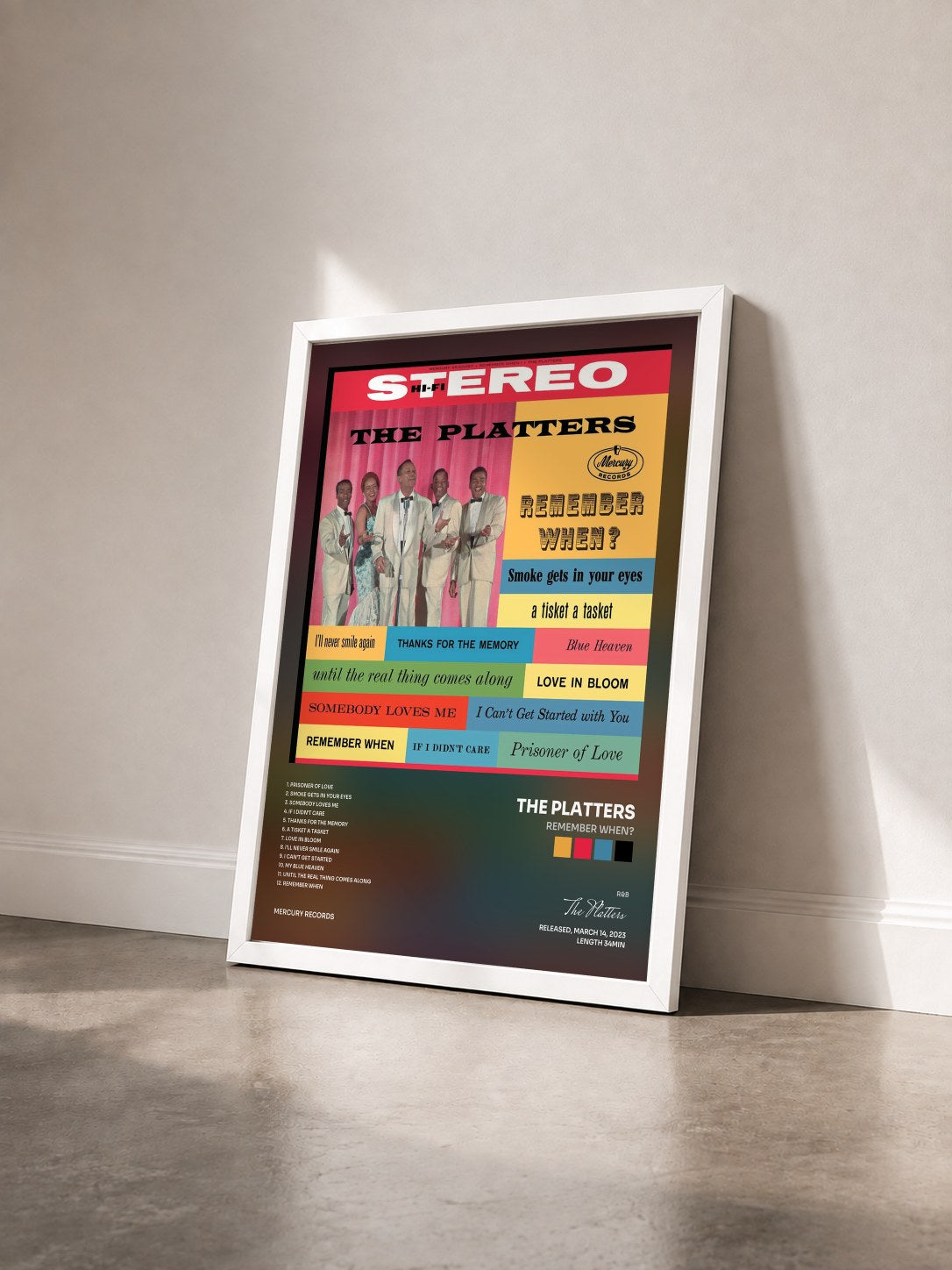 #blanc Tableau de l'album Remember When? de The Platters vu de trois quarts, cadre blanc
