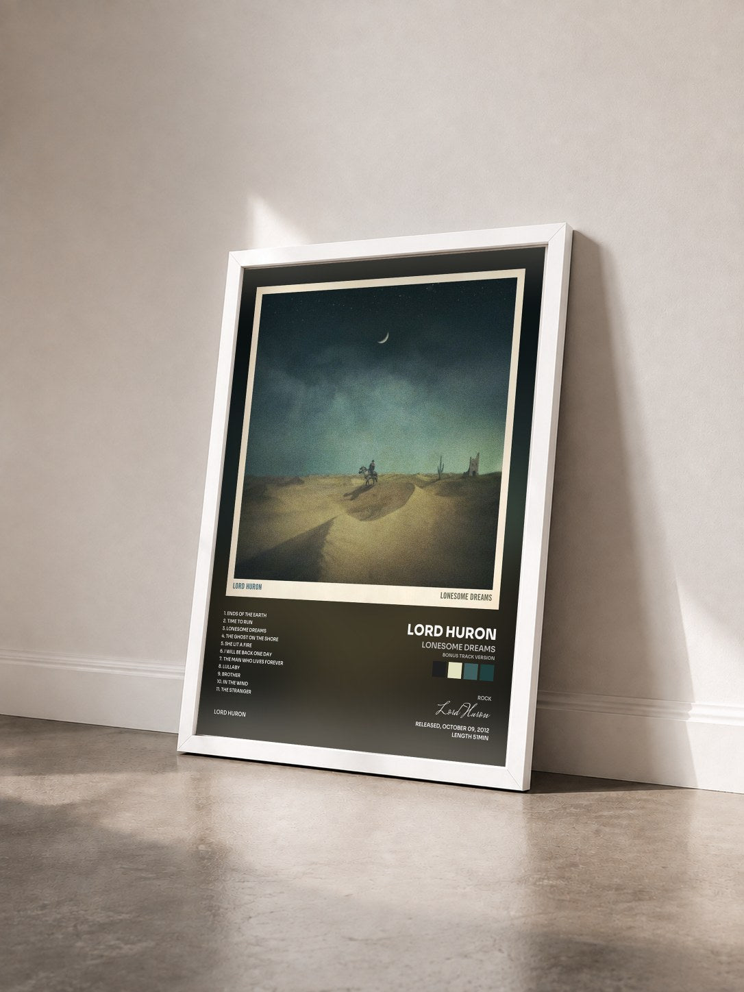 #blanc Tableau de l'album Lonesome Dreams (Bonus Track Version) de Lord Huron vu de trois quarts, cadre blanc