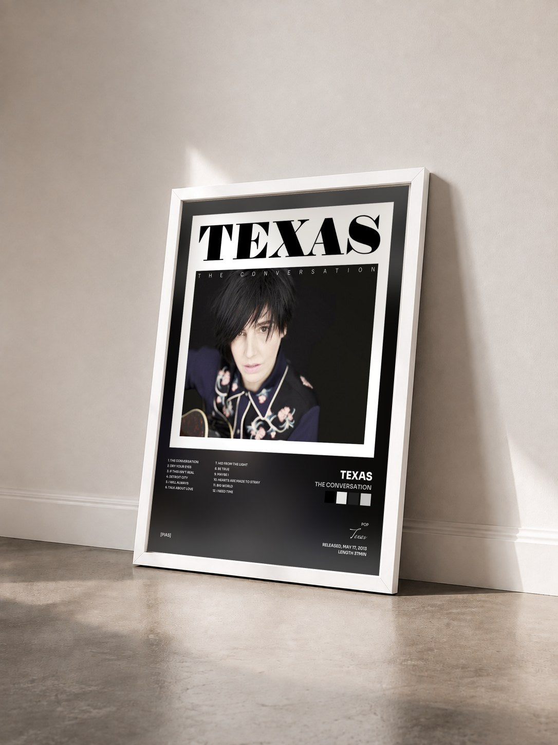 #blanc Tableau de l'album The Conversation de Texas vu de trois quarts, cadre blanc
