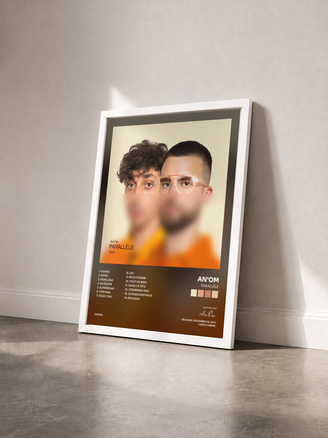 #blanc Tableau de l'album Parallèle de An'Om vu de trois quarts, cadre blanc