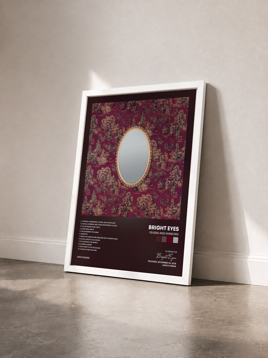 #blanc Tableau de l'album Fevers and Mirrors de Bright Eyes vu de trois quarts, cadre blanc
