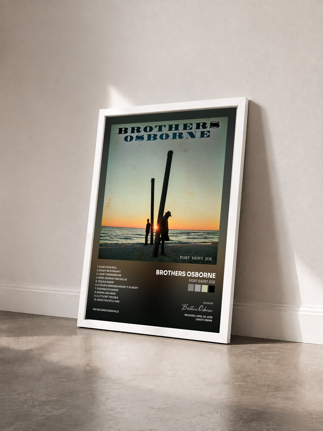 #blanc Tableau de l'album Port Saint Joe de Brothers Osborne vu de trois quarts, cadre blanc