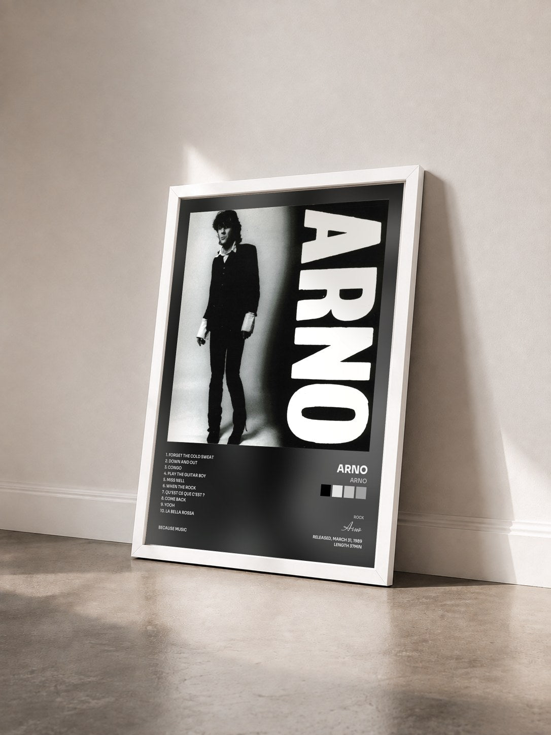 #blanc Tableau de l'album Arno de Arno vu de trois quarts, cadre blanc