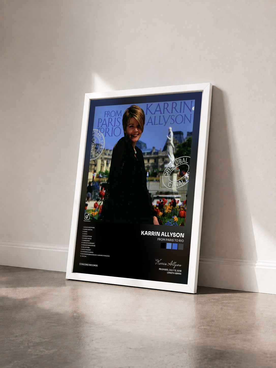 #blanc Tableau de l'album From Paris To Rio de Karrin Allyson vu de trois quarts, cadre blanc