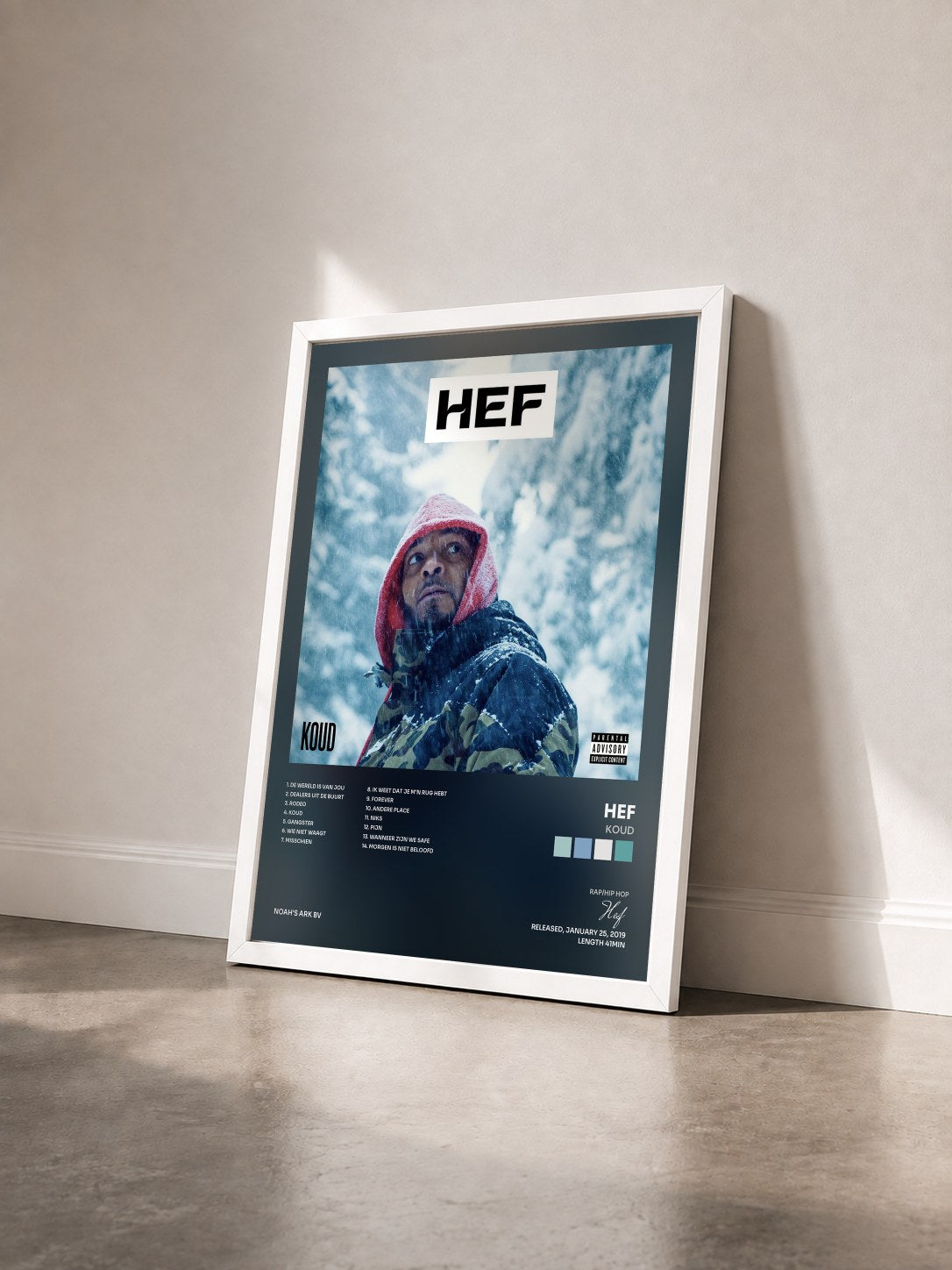 #blanc Tableau de l'album Koud de Hef vu de trois quarts, cadre blanc