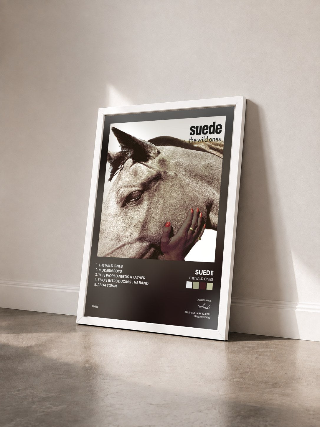 #blanc Tableau de l'album The Wild Ones de Suede vu de trois quarts, cadre blanc