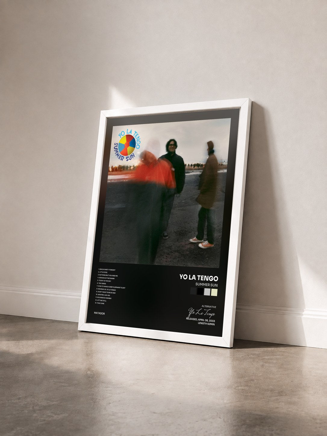#blanc Tableau de l'album Summer Sun de Yo La Tengo vu de trois quarts, cadre blanc