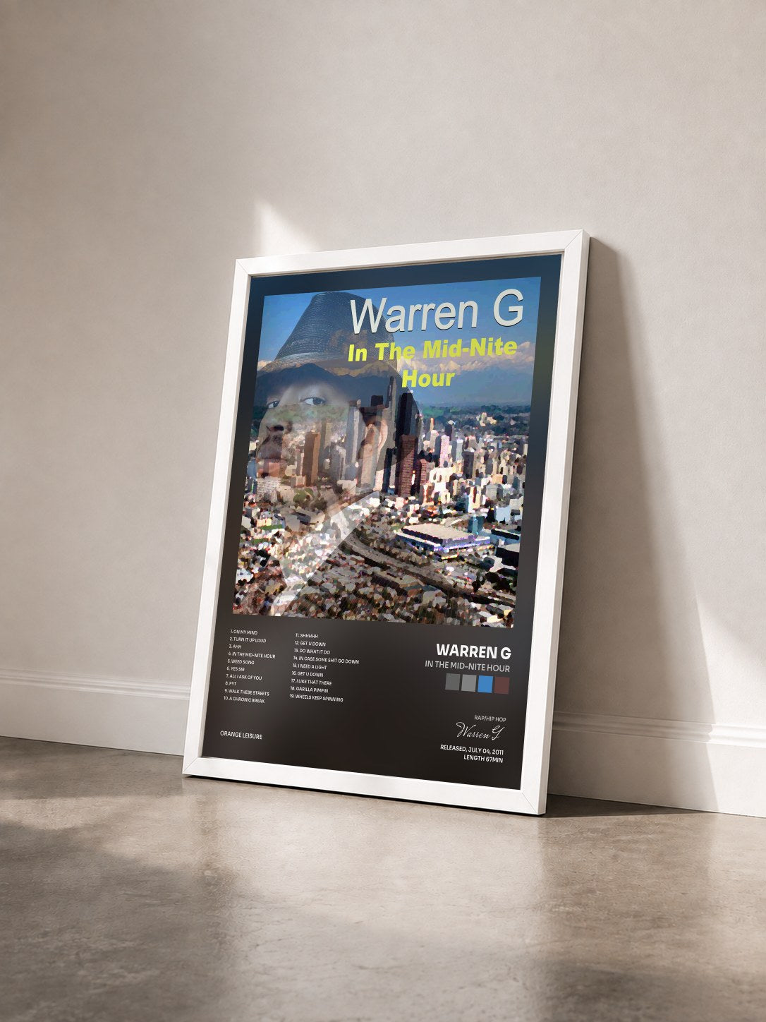 #blanc Tableau de l'album In the Mid-Nite Hour de Warren G vu de trois quarts, cadre blanc