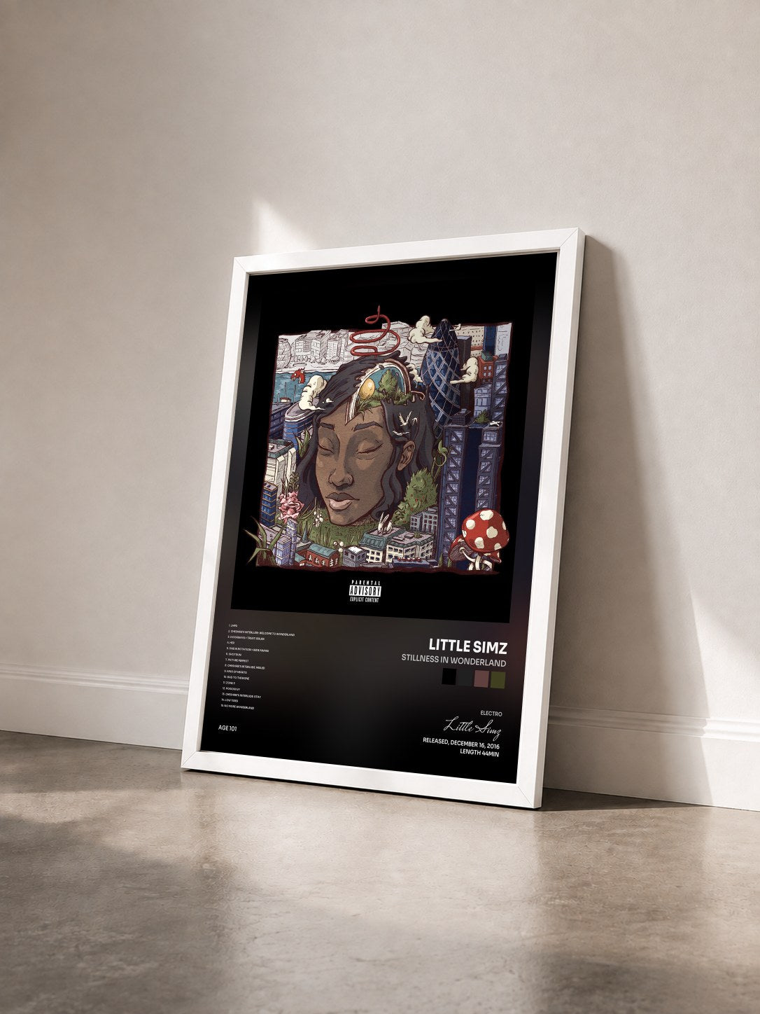#blanc Tableau de l'album Stillness in Wonderland de Little Simz vu de trois quarts, cadre blanc
