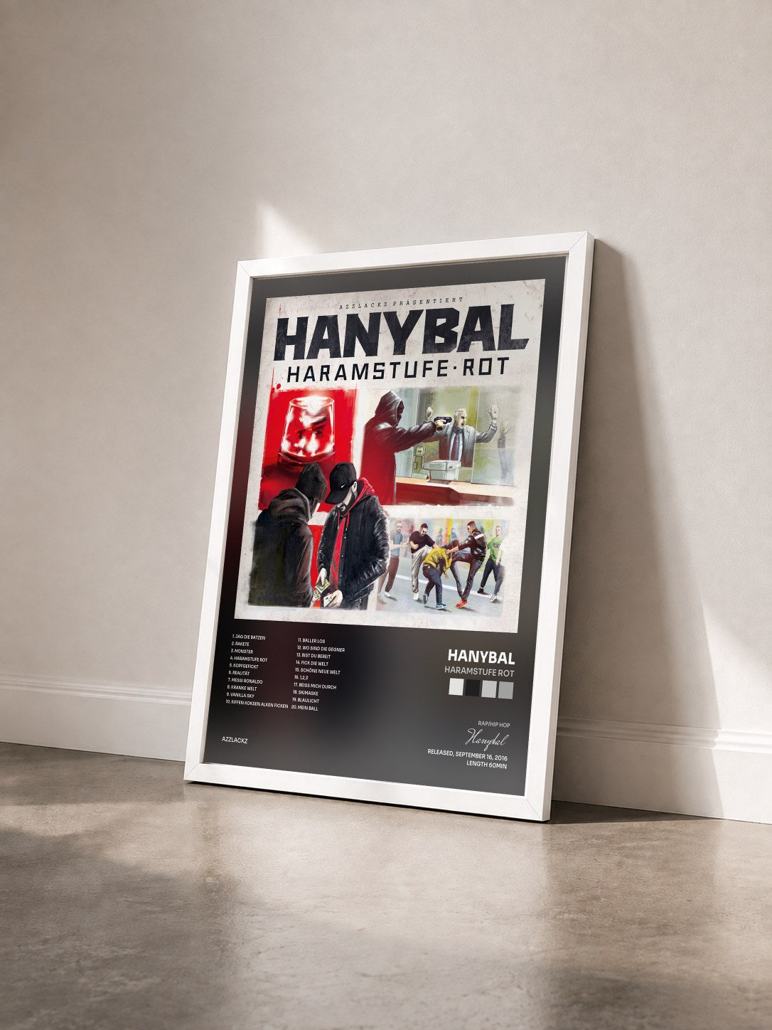 #blanc Tableau de l'album Haramstufe Rot de Hanybal vu de trois quarts, cadre blanc