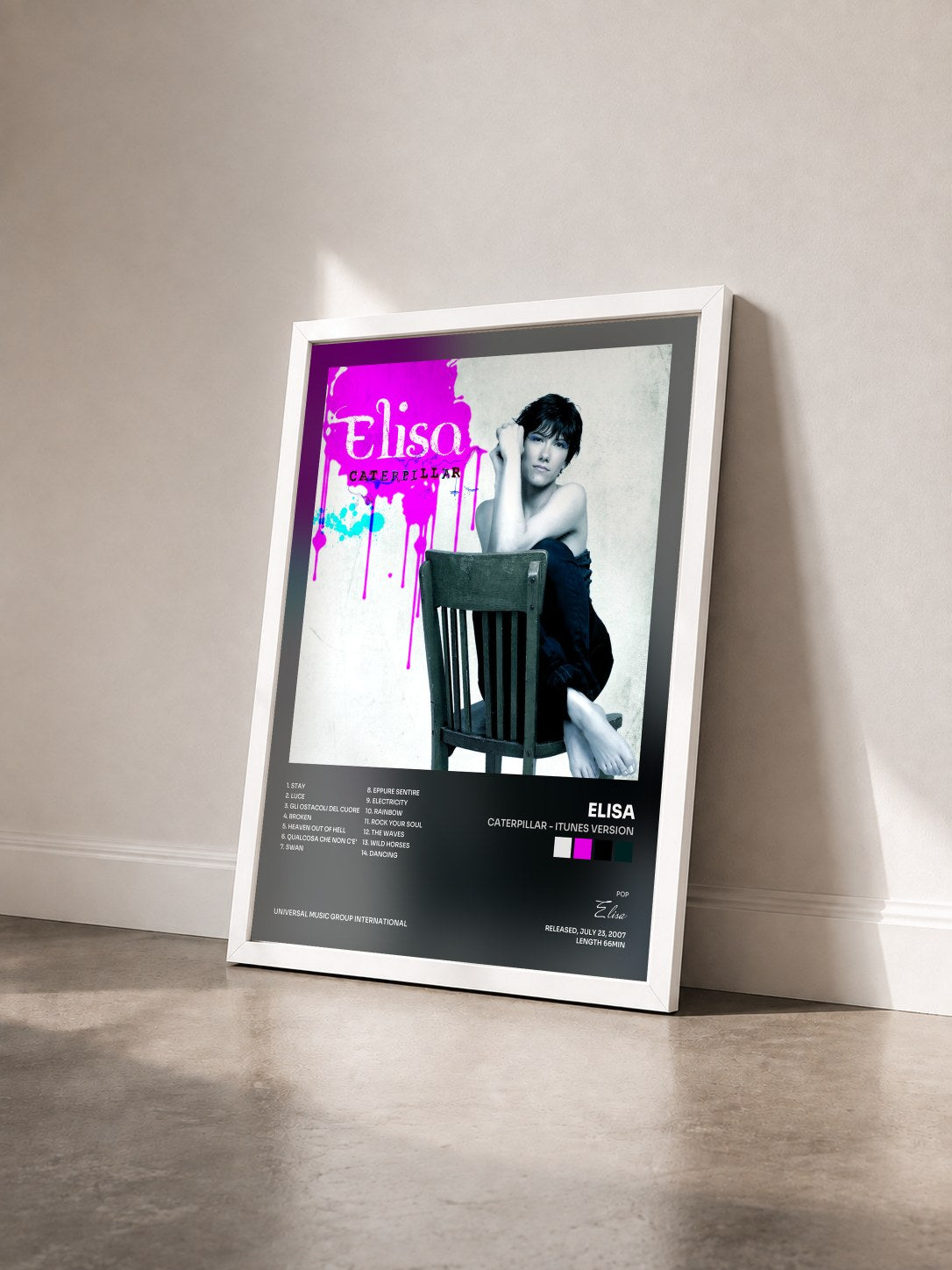 #blanc Tableau de l'album Caterpillar - iTunes Version de Elisa vu de trois quarts, cadre blanc