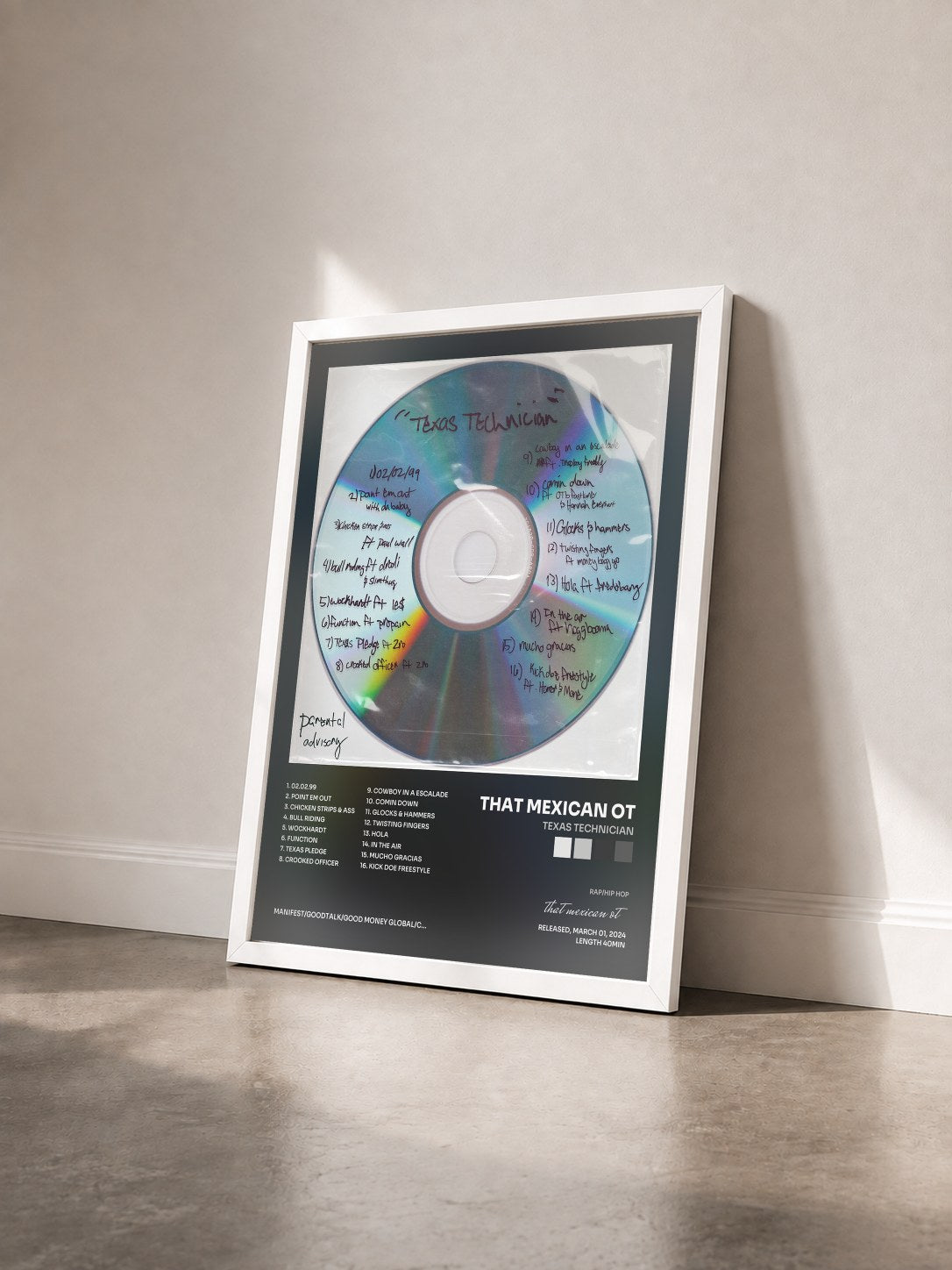 #blanc Tableau de l'album Texas Technician de that mexican ot vu de trois quarts, cadre blanc