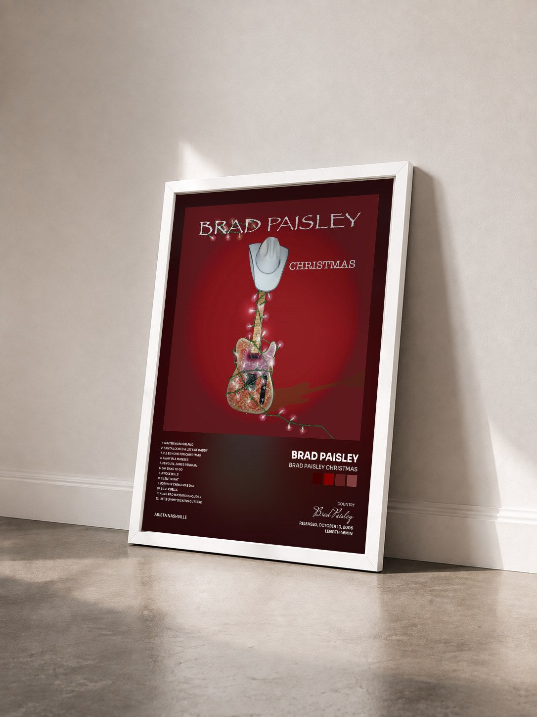 #blanc Tableau de l'album Brad Paisley Christmas de Brad Paisley vu de trois quarts, cadre blanc