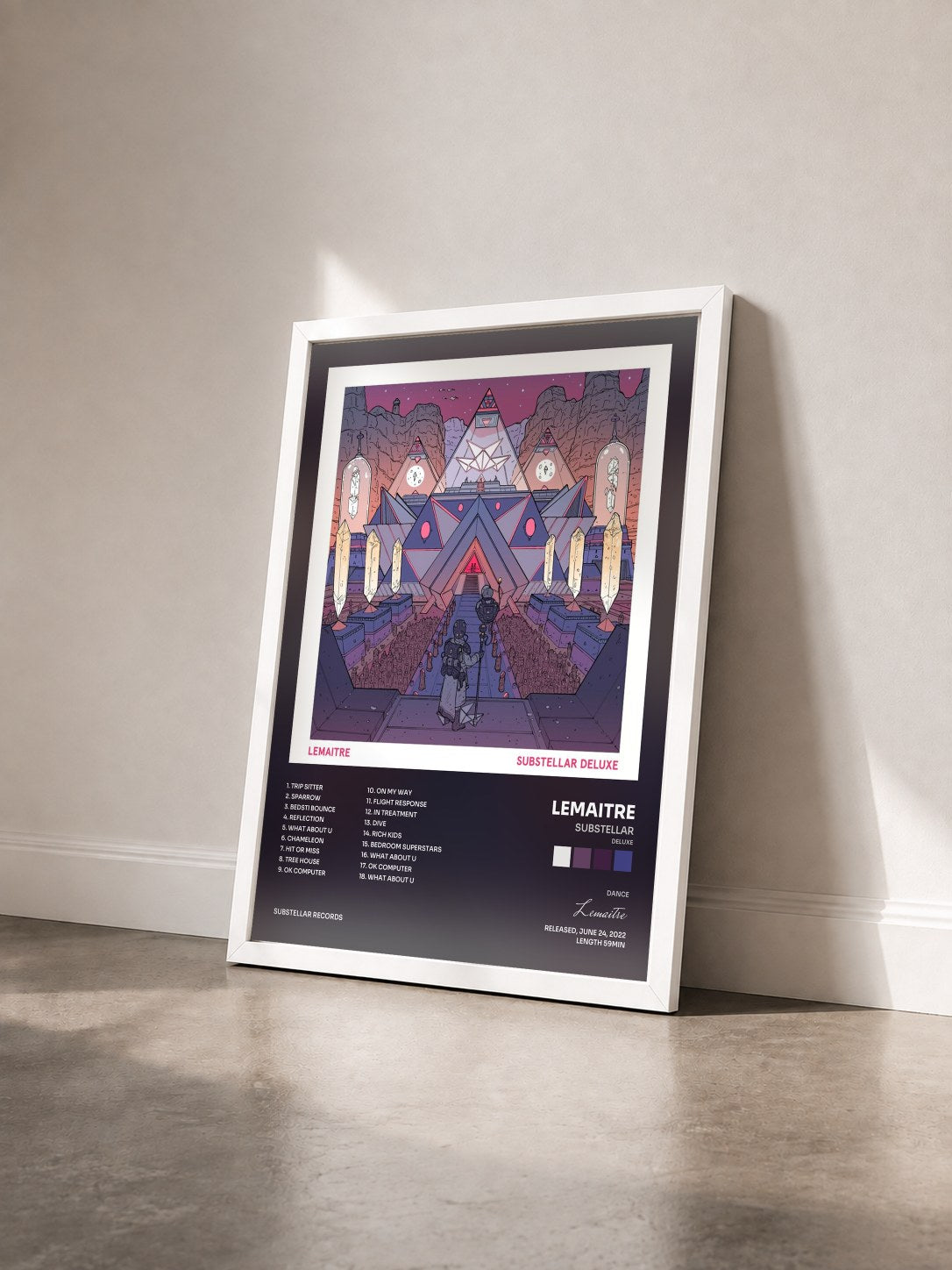 #blanc Tableau de l'album Substellar (Deluxe) de Lemaitre vu de trois quarts, cadre blanc