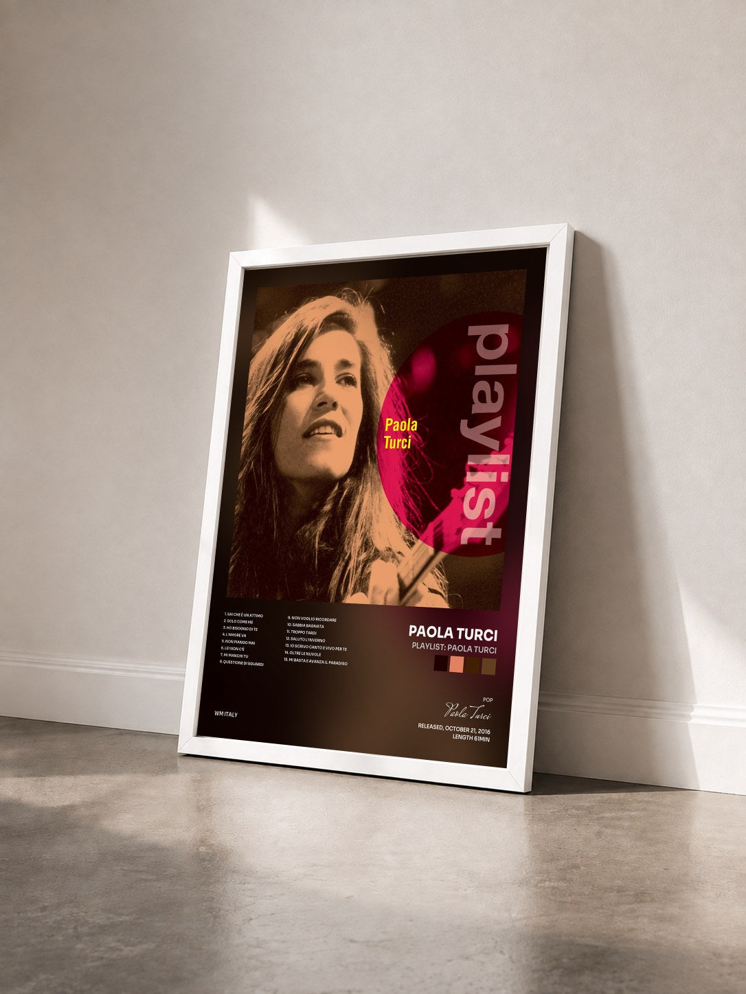 #blanc Tableau de l'album Playlist: Paola Turci de Paola Turci vu de trois quarts, cadre blanc