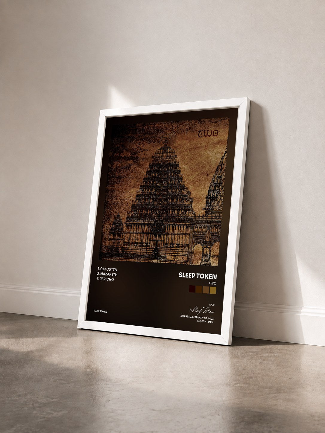 #blanc Tableau de l'album Two de Sleep Token vu de trois quarts, cadre blanc