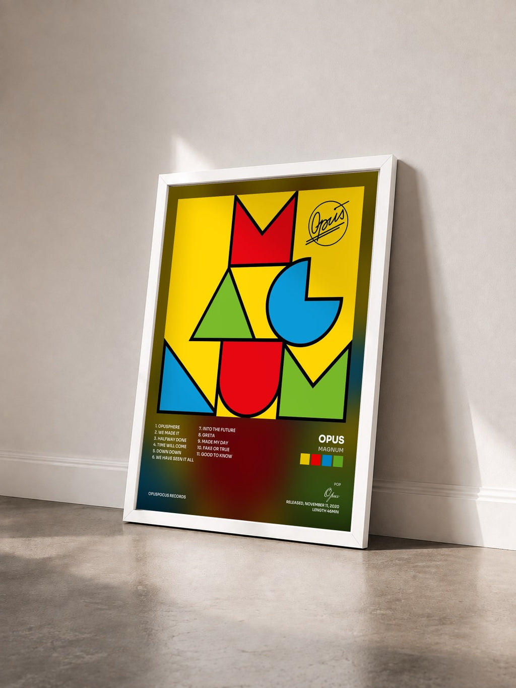 #blanc Tableau de l'album Magnum de Opus vu de trois quarts, cadre blanc