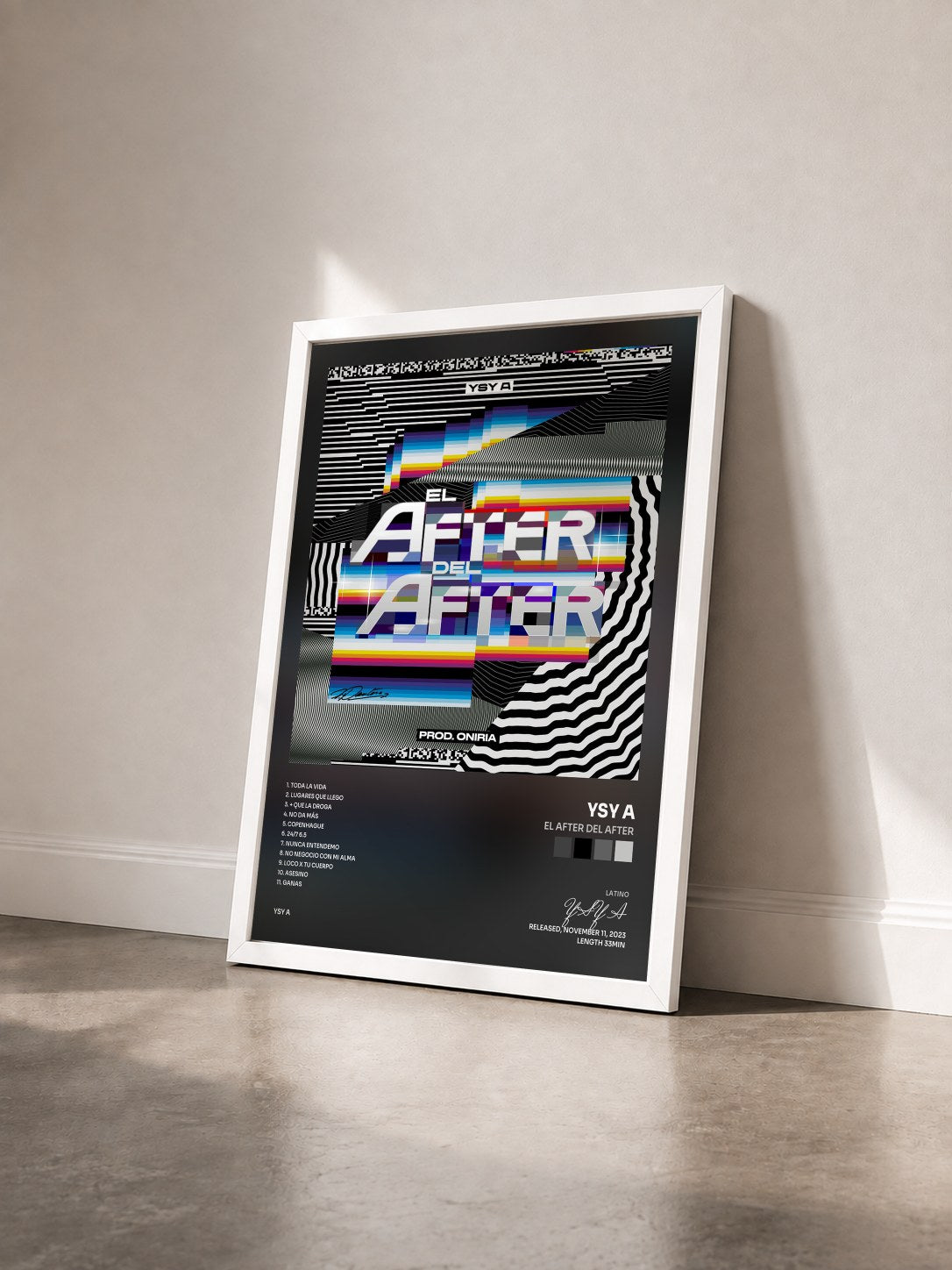 #blanc Tableau de l'album EL AFTER DEL AFTER de YSY A vu de trois quarts, cadre blanc