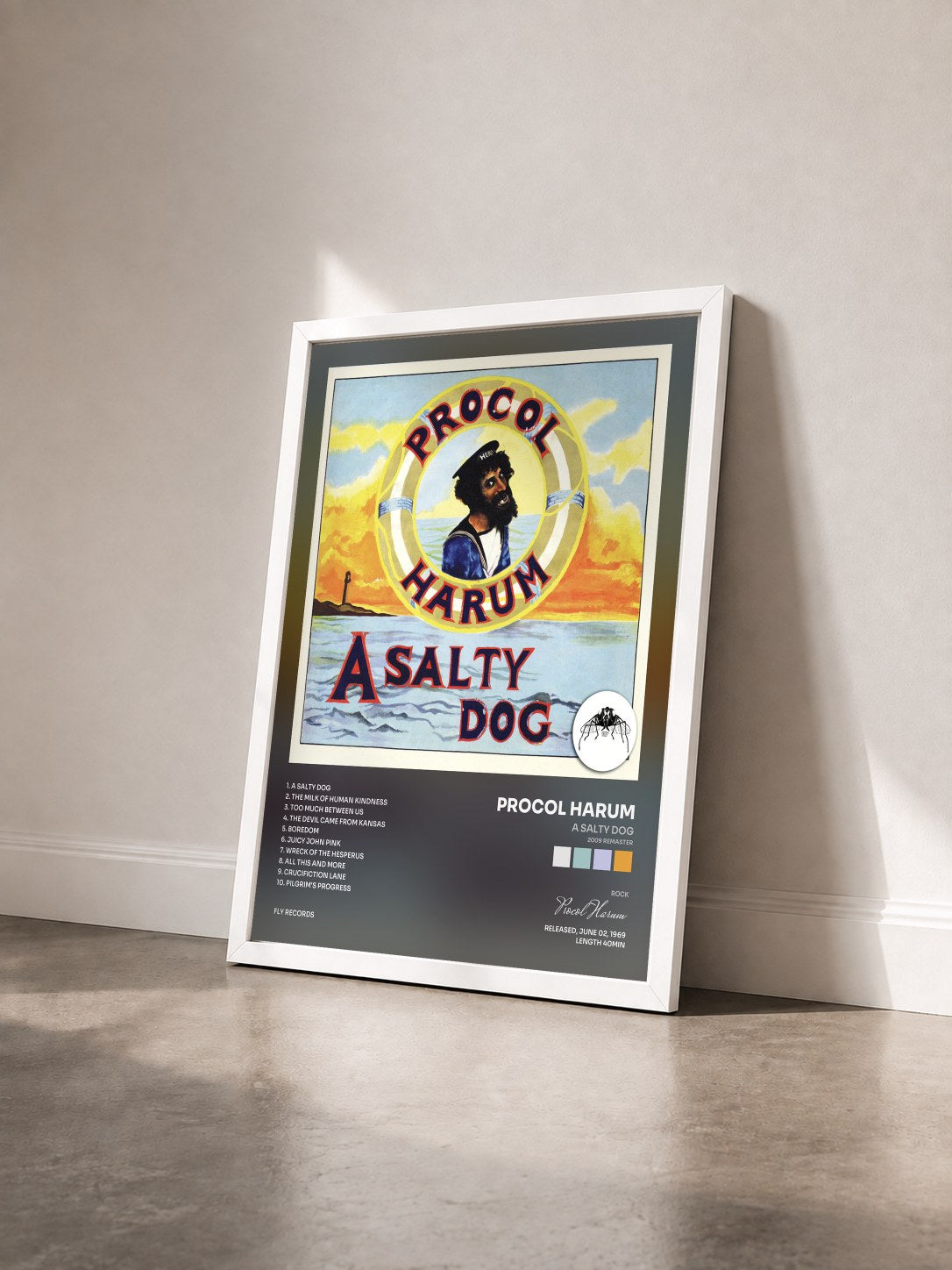 #blanc Tableau de l'album A Salty Dog (2009 Remaster) de Procol Harum vu de trois quarts, cadre blanc