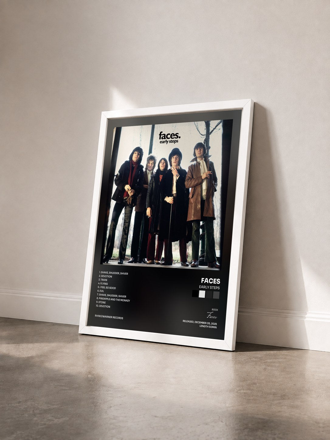 #blanc Tableau de l'album Early Steps de Faces vu de trois quarts, cadre blanc