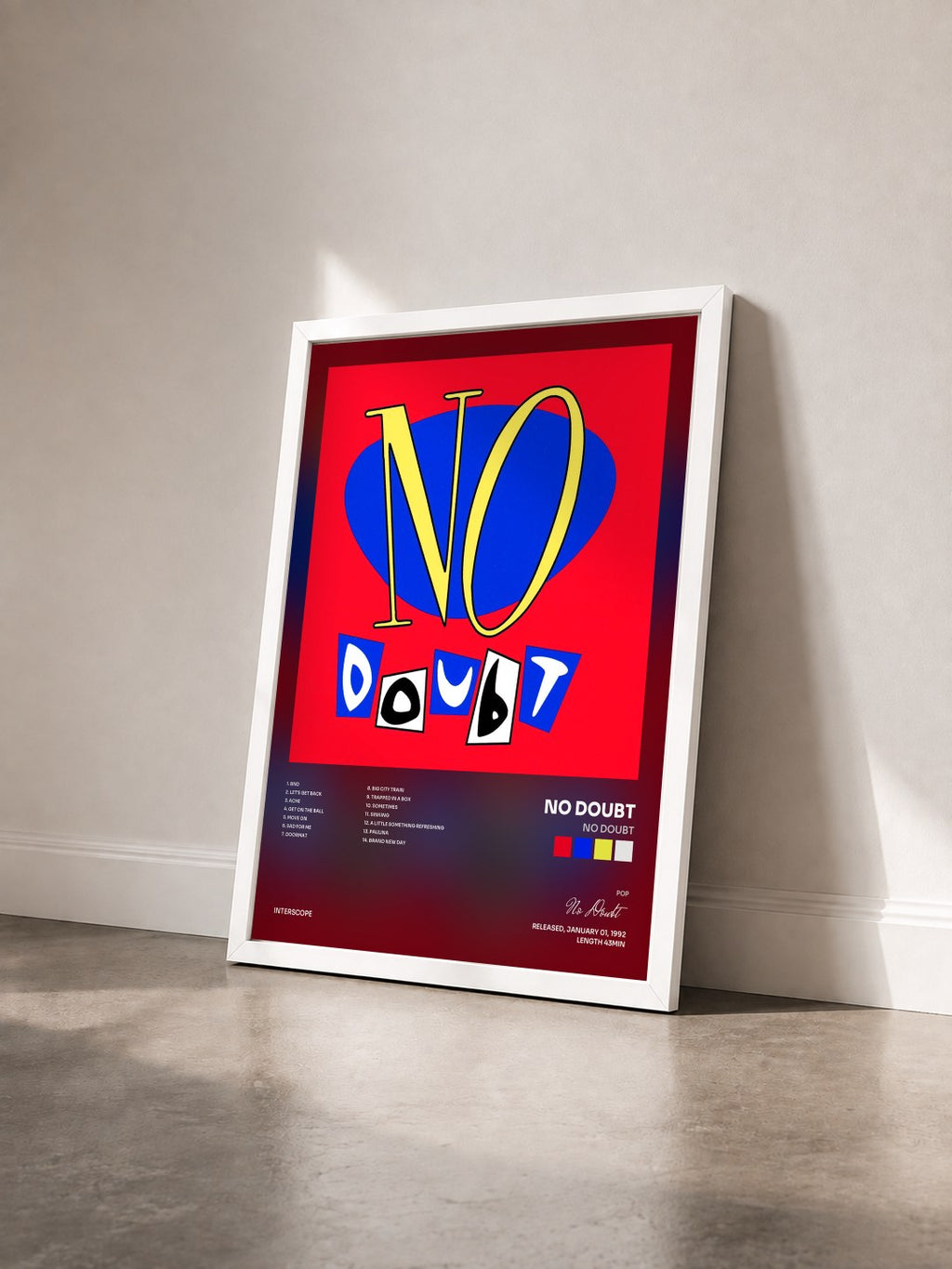 #blanc Tableau de l'album No Doubt de No Doubt vu de trois quarts, cadre blanc