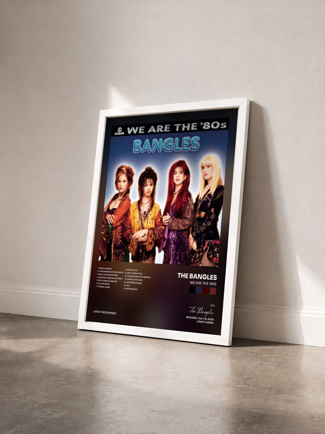 #blanc Tableau de l'album We Are The '80s de The Bangles vu de trois quarts, cadre blanc