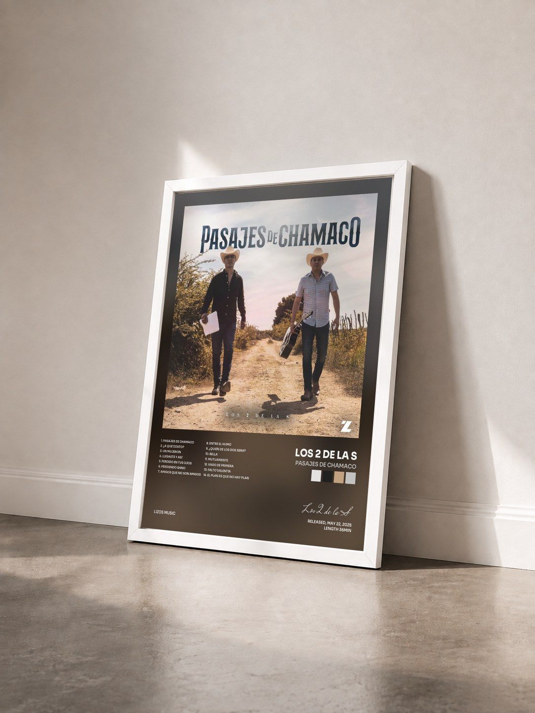 #blanc Tableau de l'album Pasajes de Chamaco de Los 2 de la S vu de trois quarts, cadre blanc