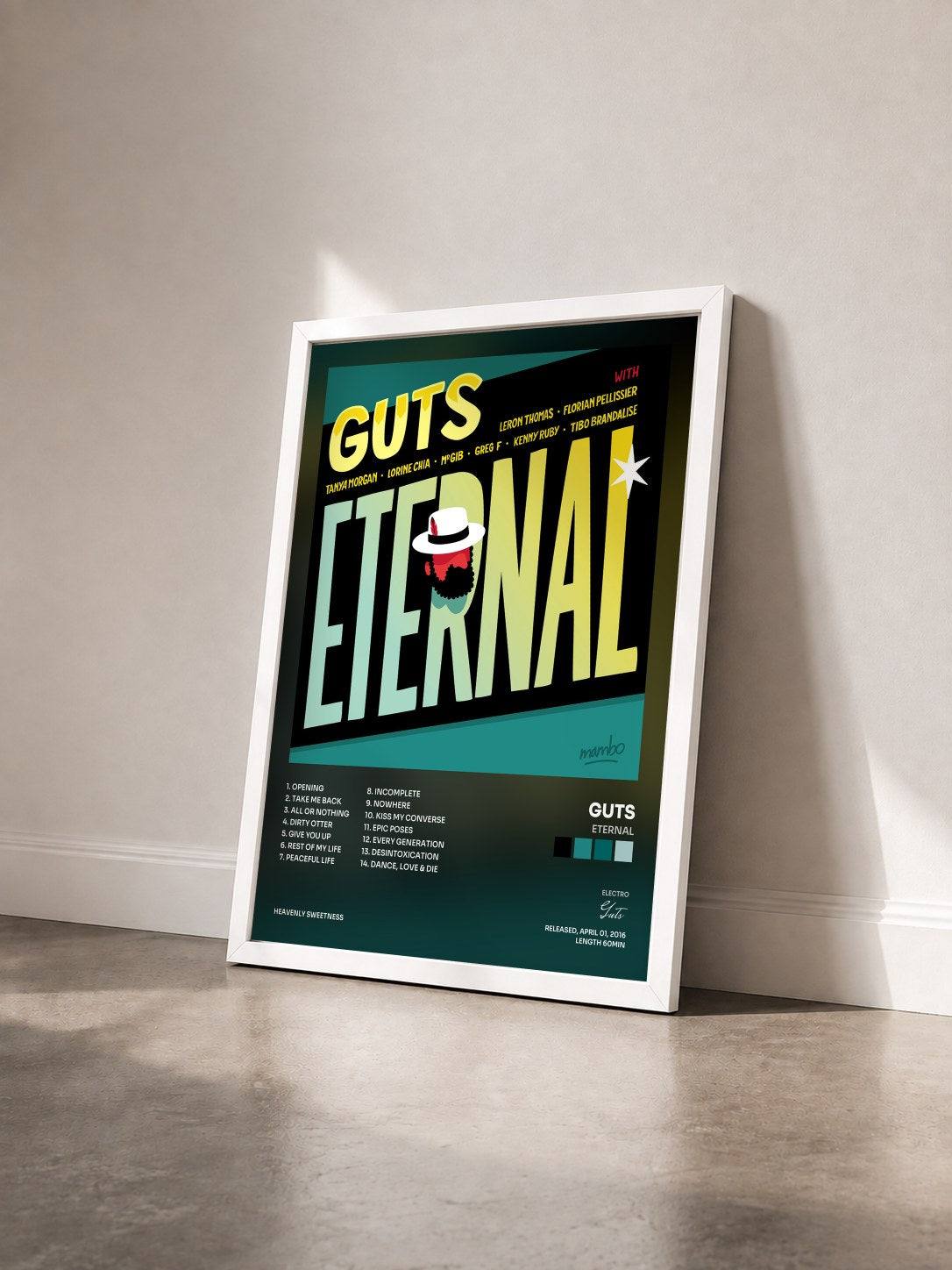 #blanc Tableau de l'album Eternal de Guts vu de trois quarts, cadre blanc