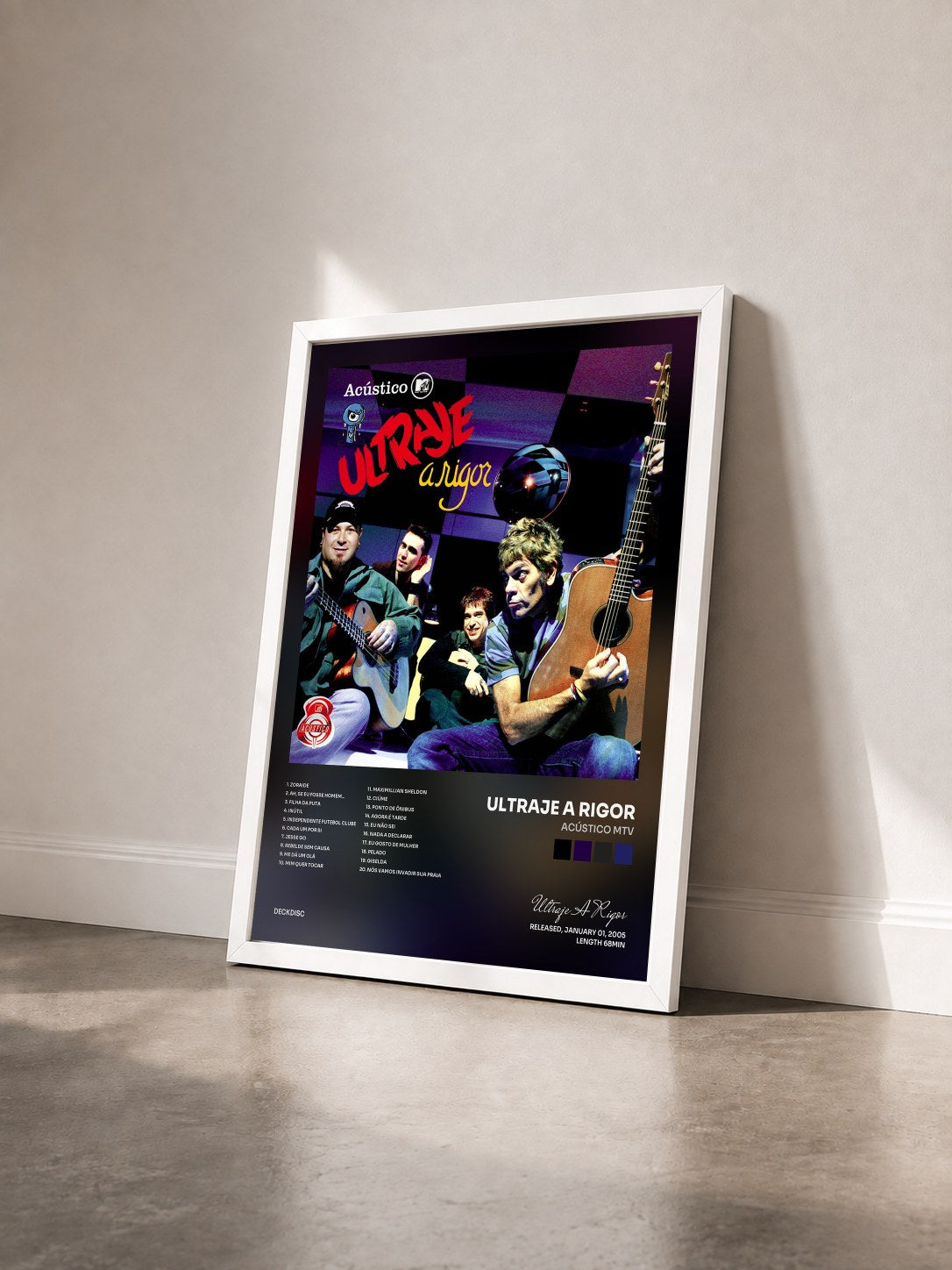 #blanc Tableau de l'album Acústico Mtv de Ultraje A Rigor vu de trois quarts, cadre blanc
