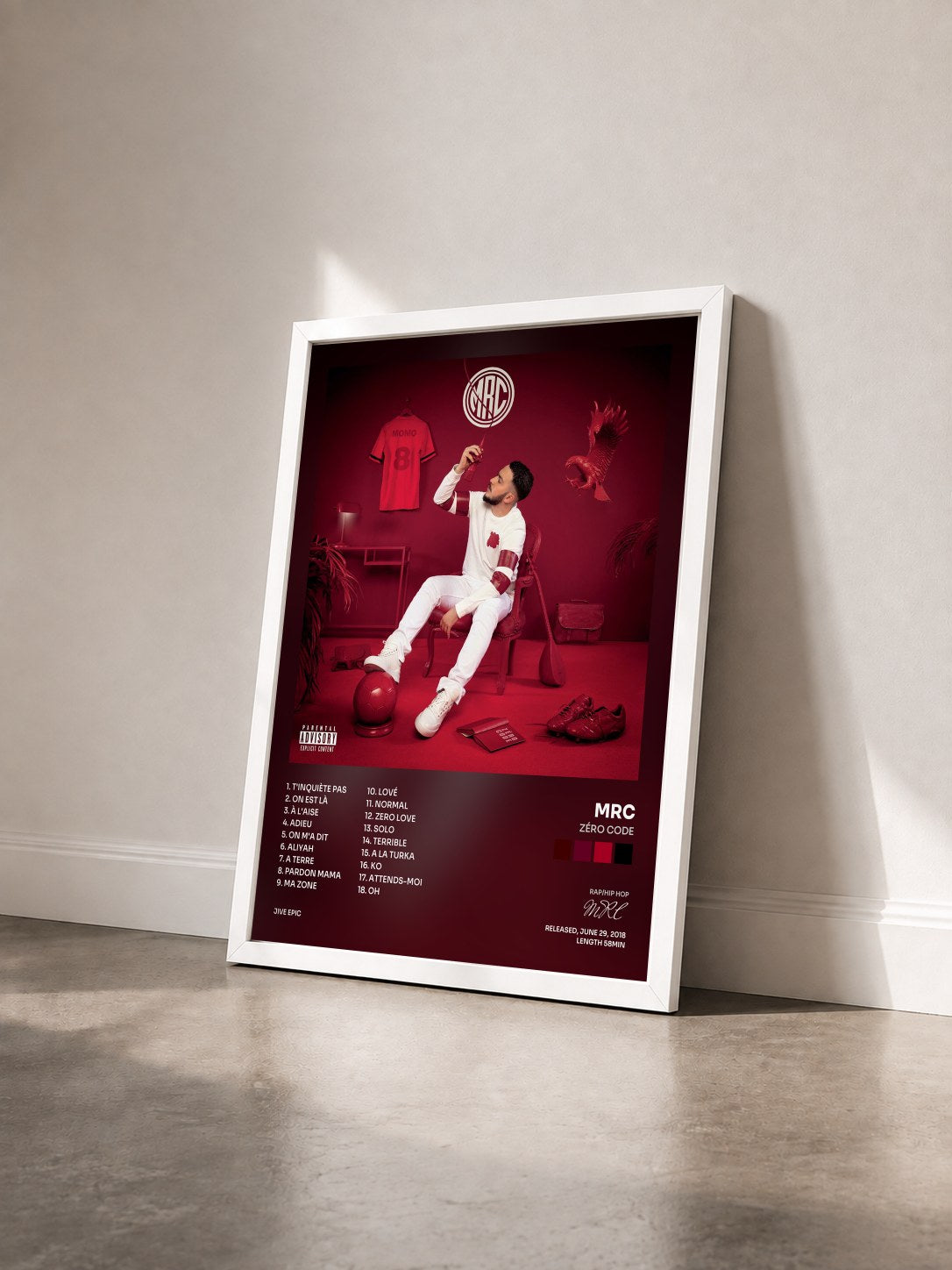 #blanc Tableau de l'album Zéro Code de MRC vu de trois quarts, cadre blanc