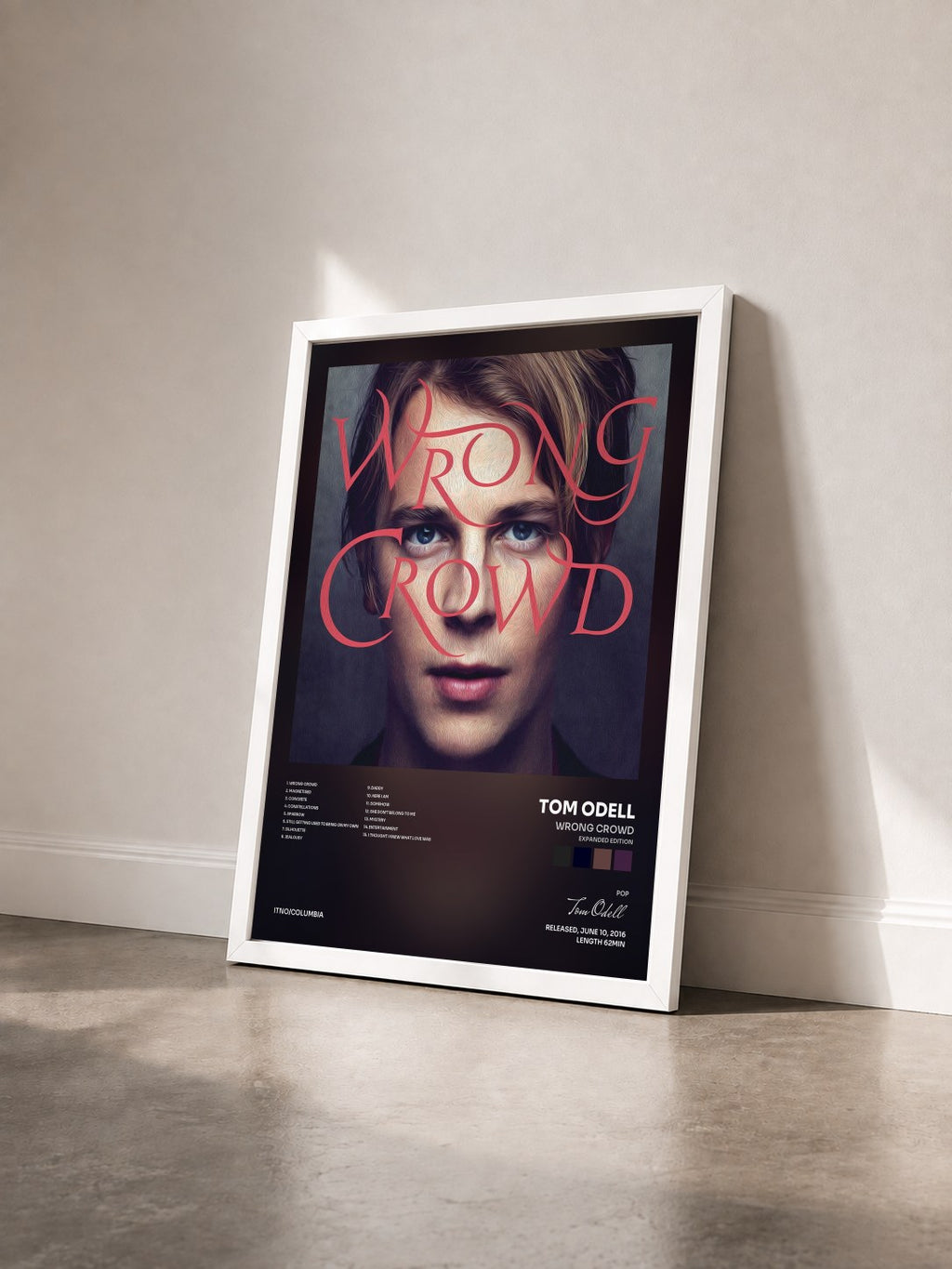 #blanc Tableau de l'album Wrong Crowd (Expanded Edition) de Tom Odell vu de trois quarts, cadre blanc