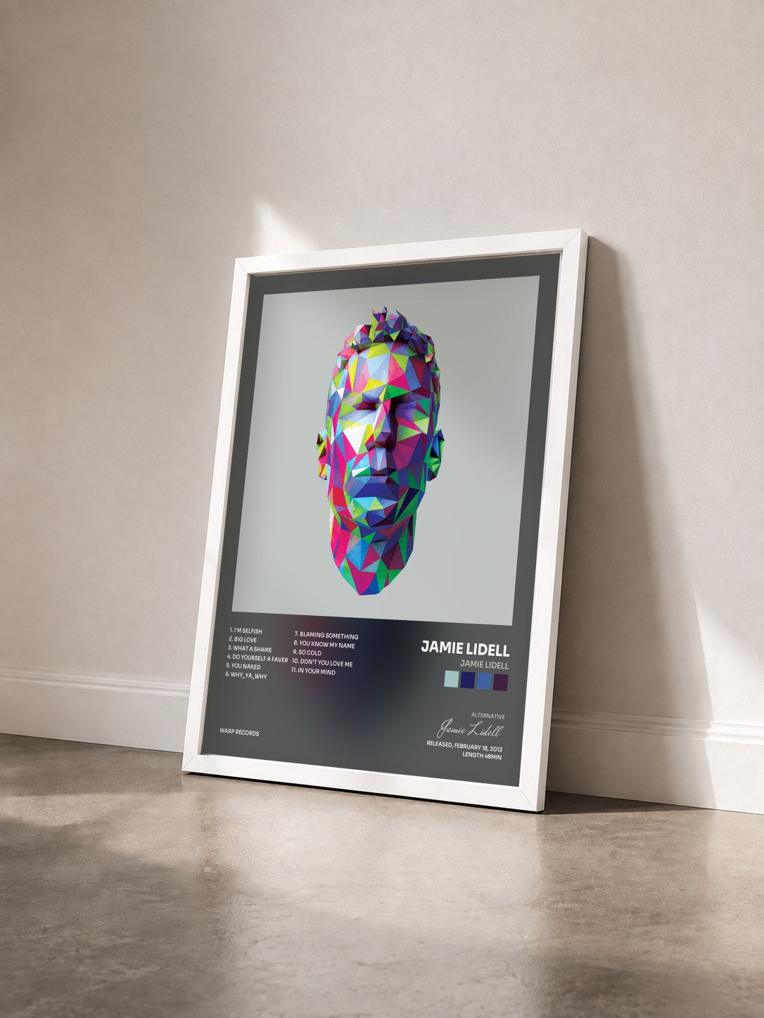 #blanc Tableau de l'album Jamie Lidell de Jamie Lidell vu de trois quarts, cadre blanc