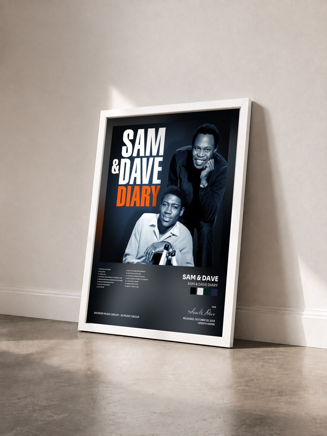 #blanc Tableau de l'album Sam & Dave Diary de Sam & Dave vu de trois quarts, cadre blanc