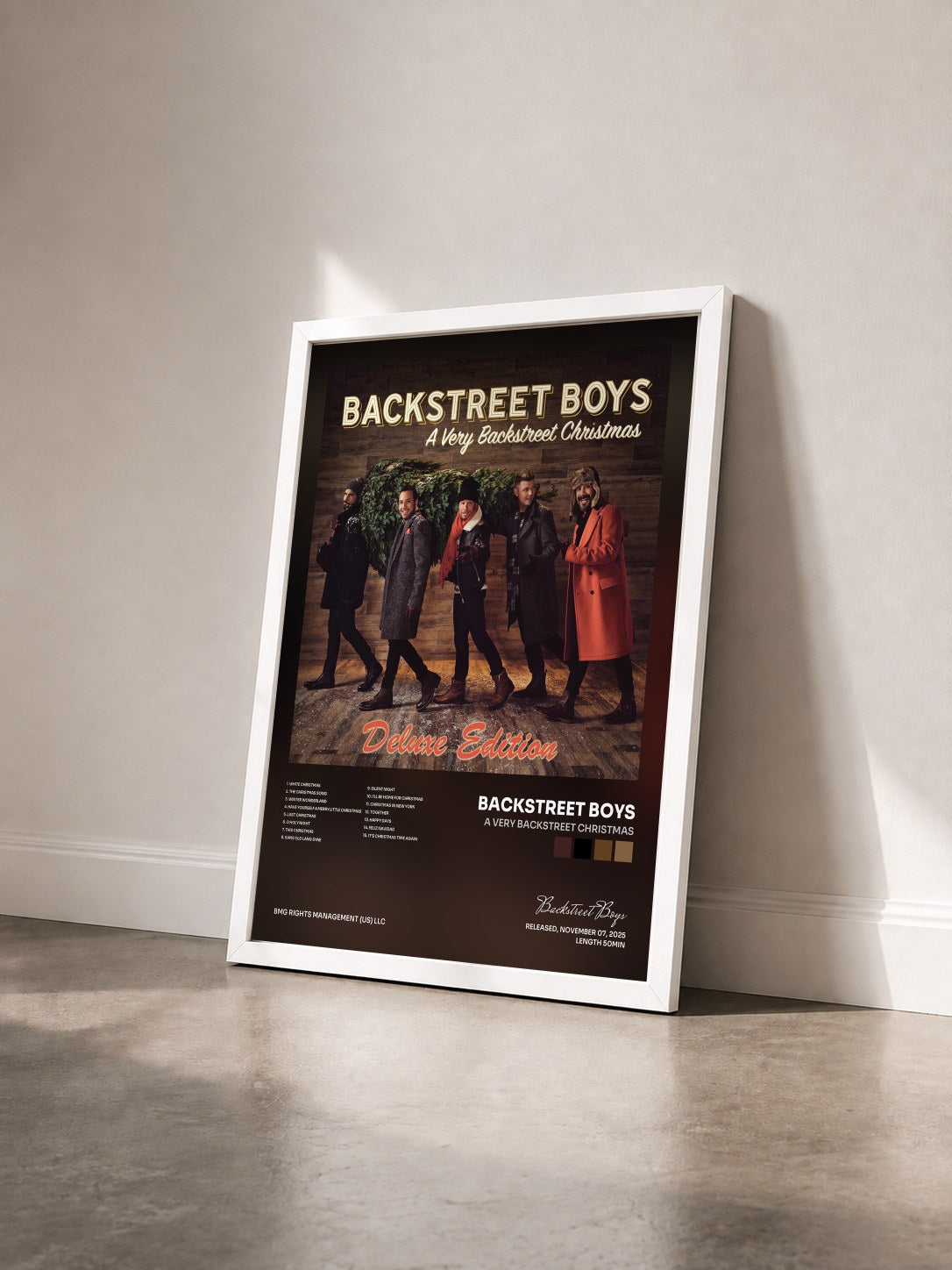#blanc Tableau de l'album A Very Backstreet Christmas de Backstreet Boys vu de trois quarts, cadre blanc