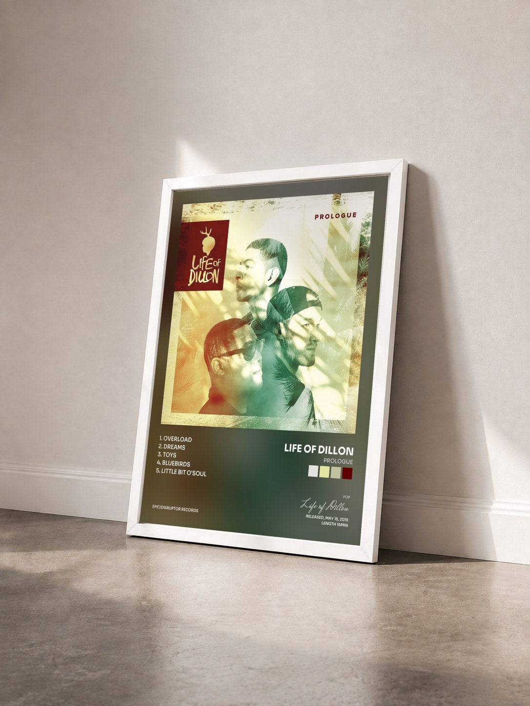 #blanc Tableau de l'album Prologue de Life of Dillon vu de trois quarts, cadre blanc