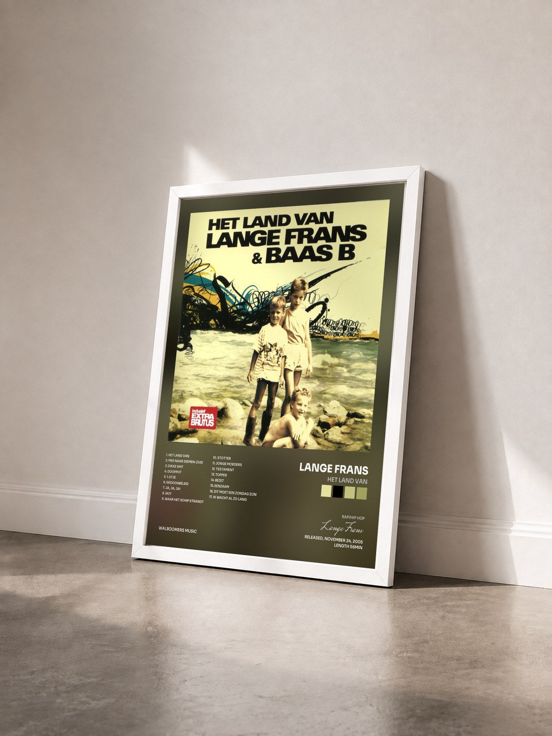 #blanc Tableau de l'album Het Land Van de Lange Frans vu de trois quarts, cadre blanc