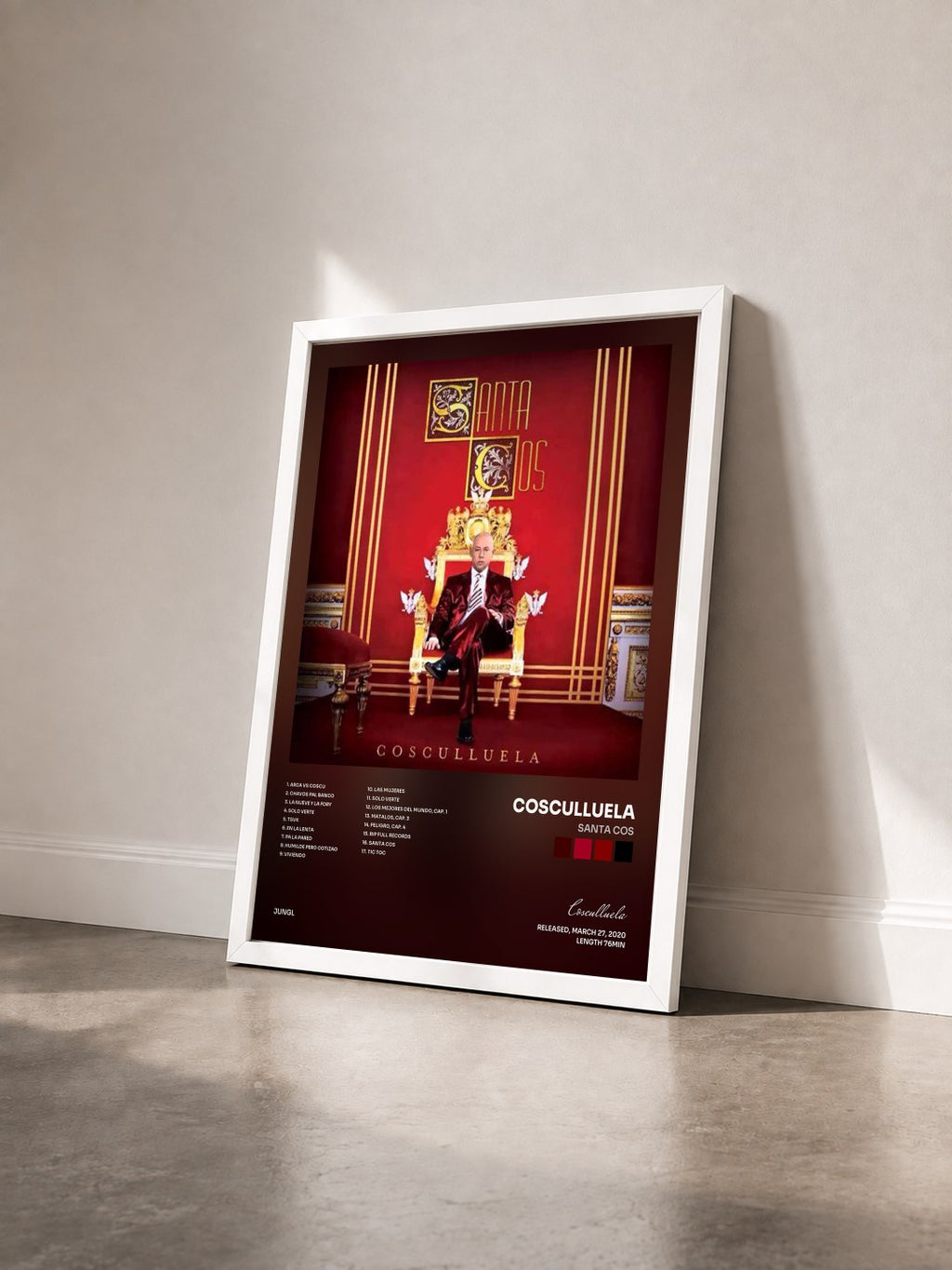 #blanc Tableau de l'album Santa Cos de Cosculluela vu de trois quarts, cadre blanc