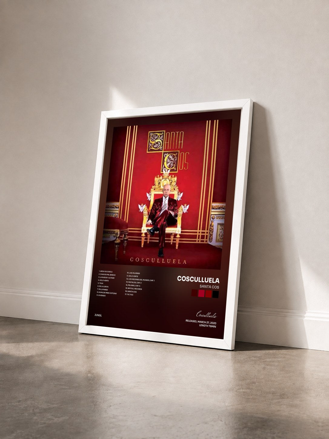 #blanc Tableau de l'album Santa Cos de Cosculluela vu de trois quarts, cadre blanc