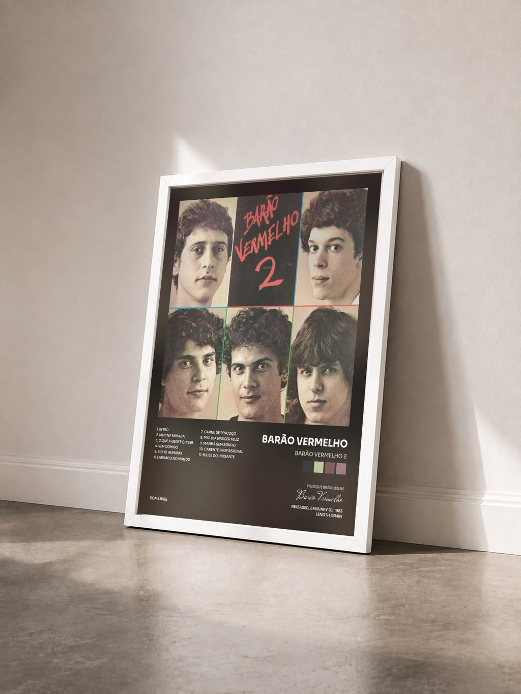 #blanc Tableau de l'album Barão Vermelho 2 de Barão Vermelho vu de trois quarts, cadre blanc