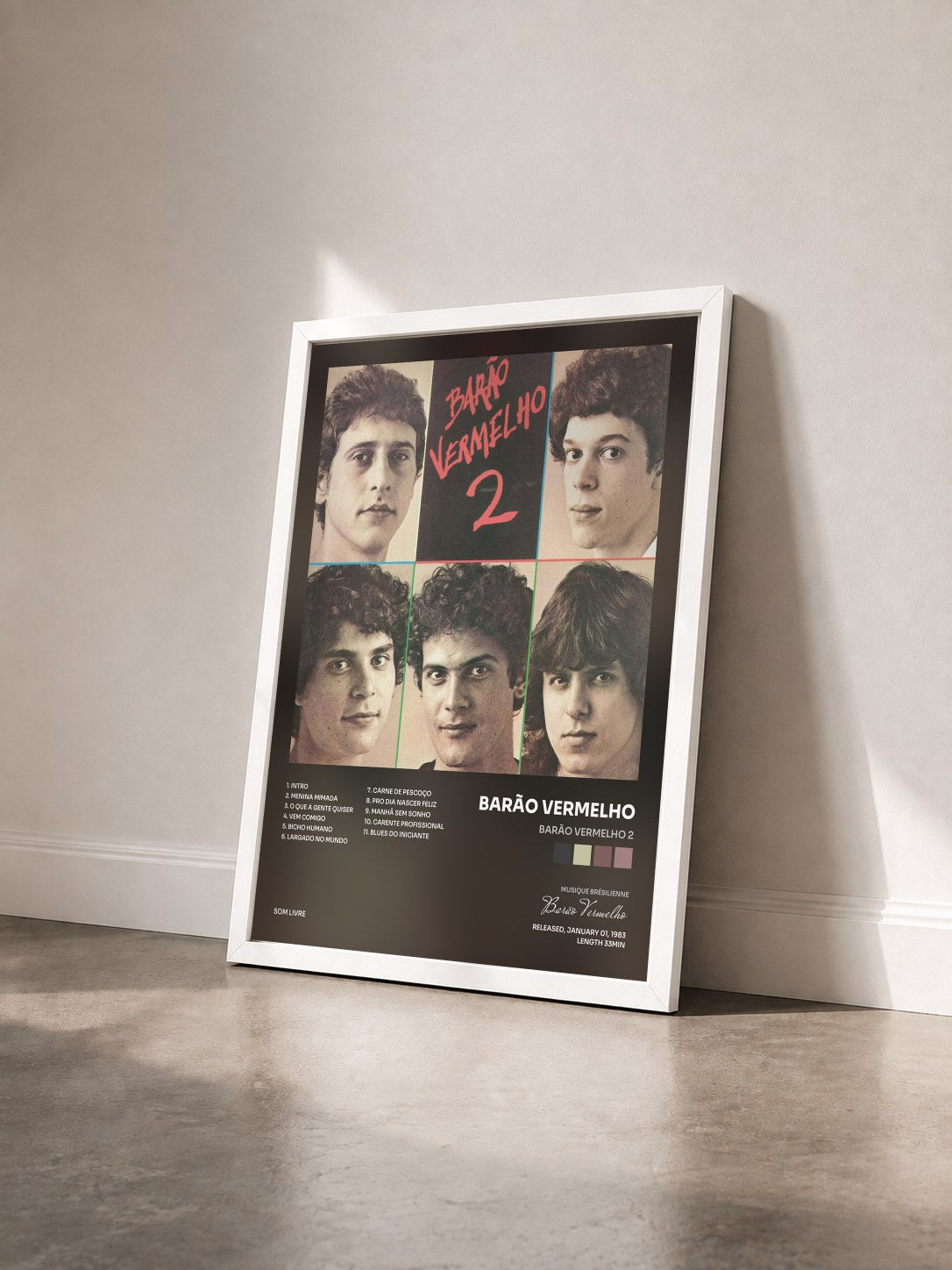 #blanc Tableau de l'album Barão Vermelho 2 de Barão Vermelho vu de trois quarts, cadre blanc