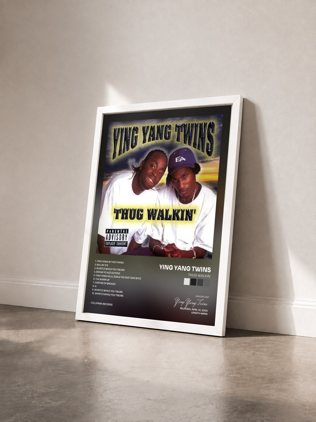 #blanc Tableau de l'album Thug Walkin de Ying Yang Twins vu de trois quarts, cadre blanc