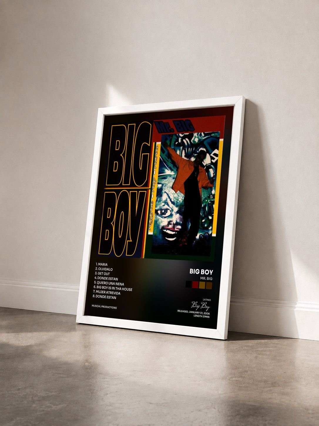 #blanc Tableau de l'album Mr. Big de Big Boy vu de trois quarts, cadre blanc