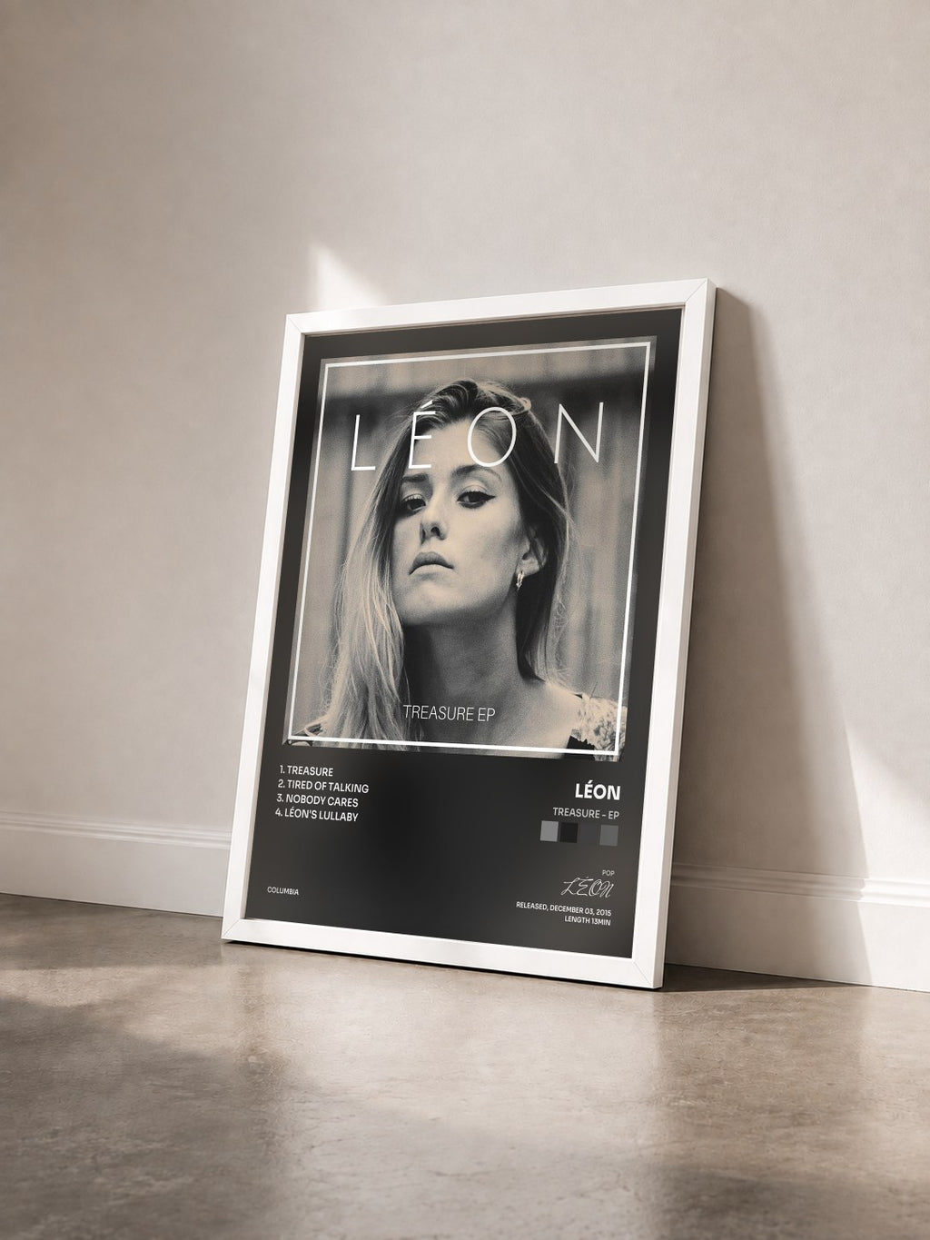 #blanc Treasure - EP by LÉON as a framed art print seen at an angle, white frame