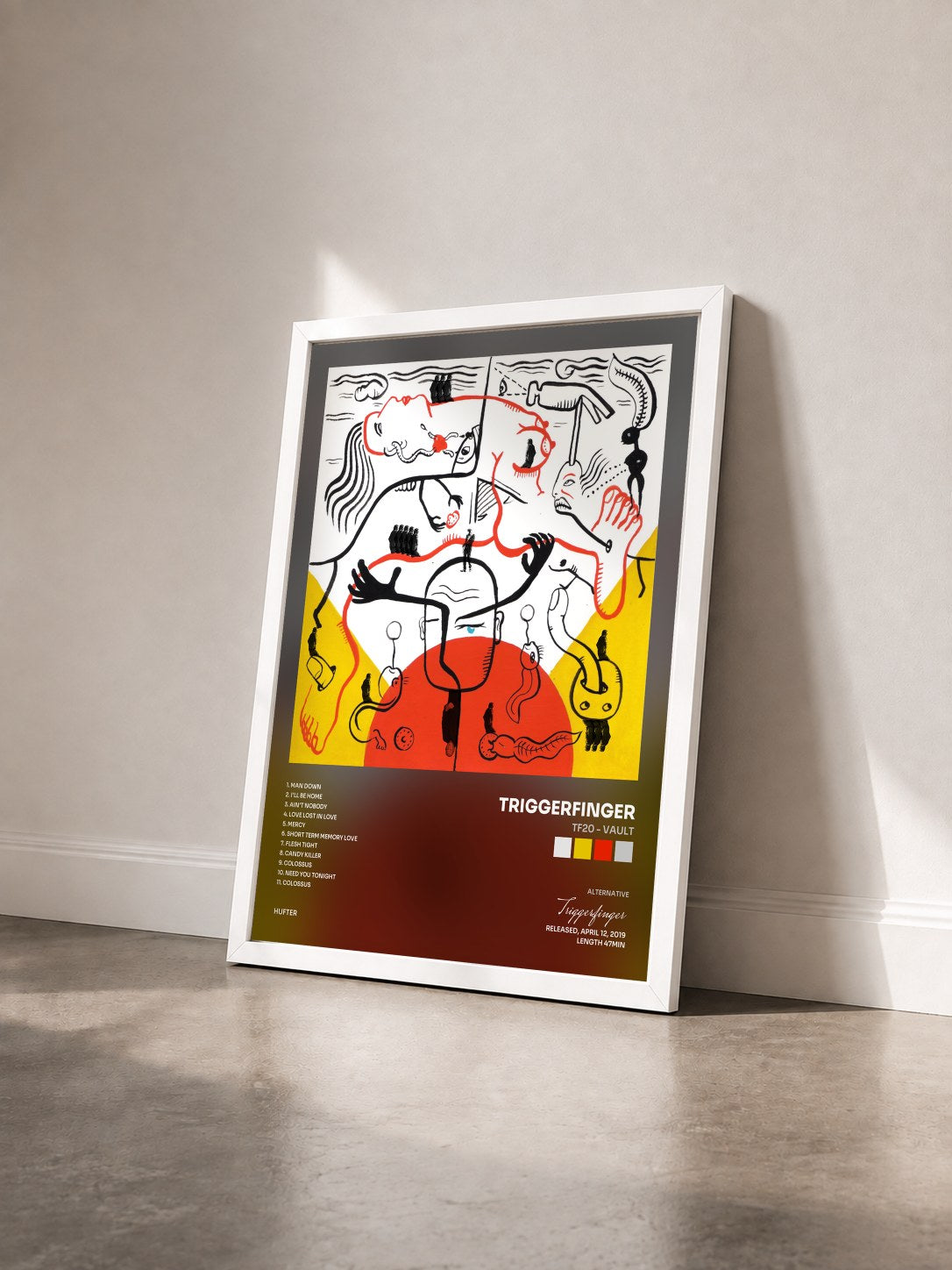 #blanc Tableau de l'album Tf20 - Vault de Triggerfinger vu de trois quarts, cadre blanc