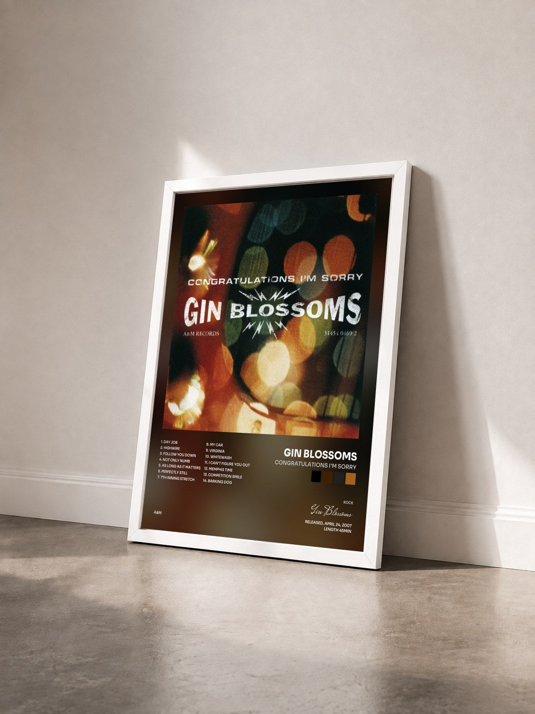 #blanc Tableau de l'album Congratulations I'm Sorry de Gin Blossoms vu de trois quarts, cadre blanc