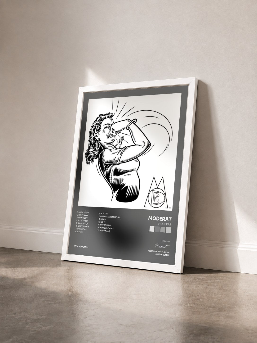 #blanc Tableau de l'album Moderat de Moderat vu de trois quarts, cadre blanc